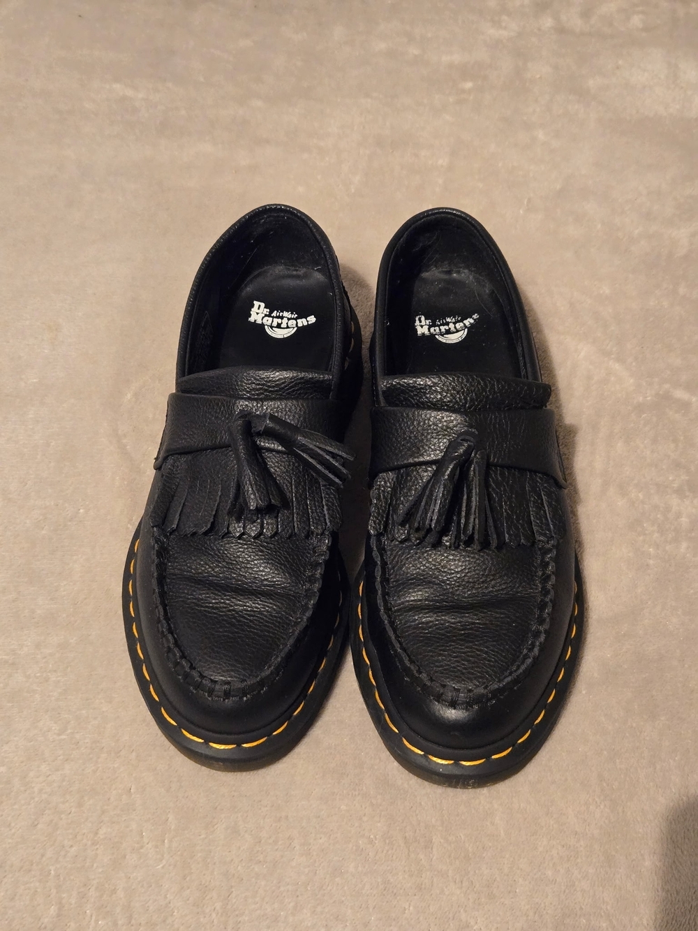 Dr. Martens Black Leather Tassel Adrian Loafers Womens 8